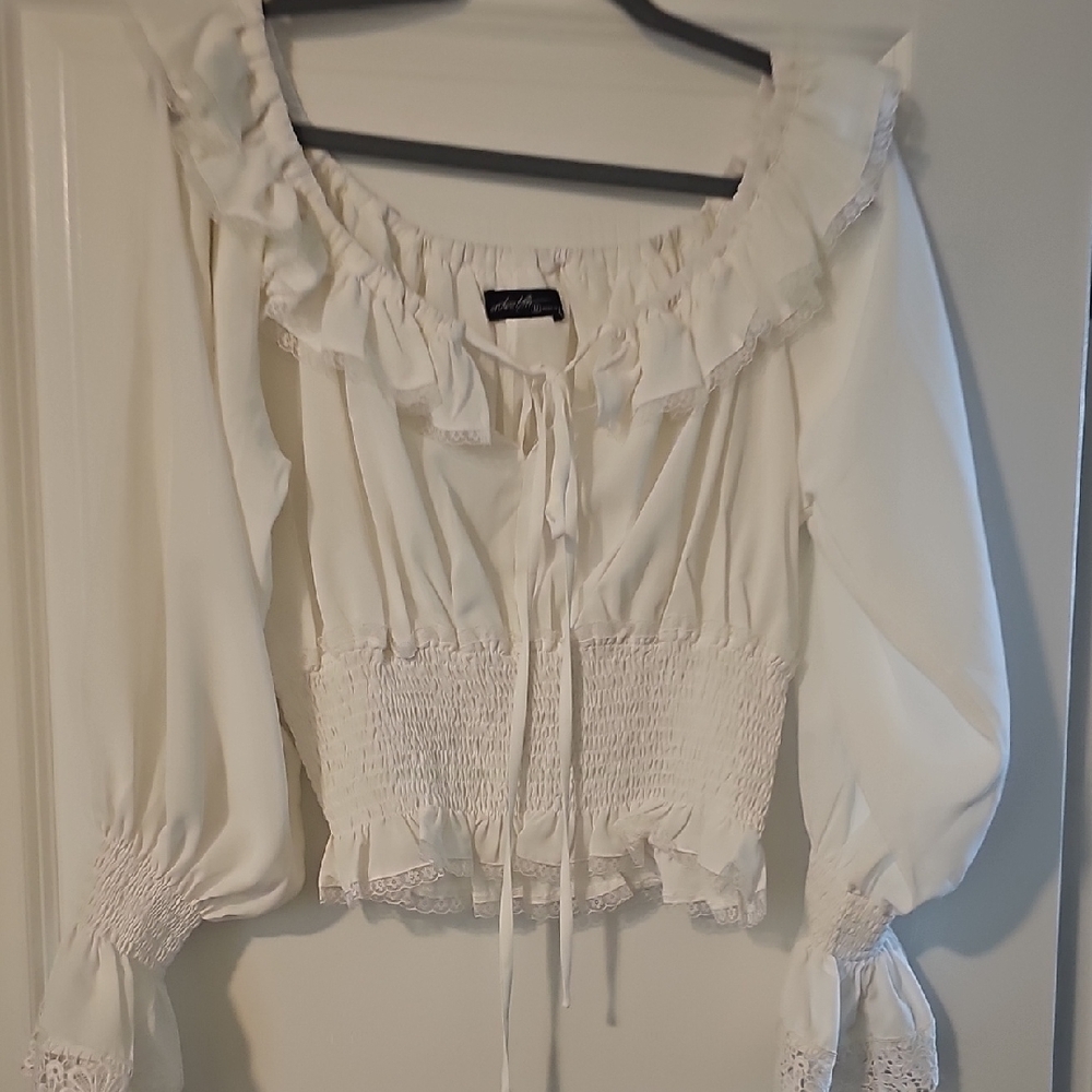 Vici Cream Ruffled Blouse
